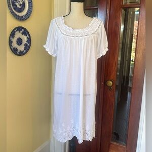 Rachel Ashwell | Shabby Chic White Short Puff Sleeve Night Gown, Size S